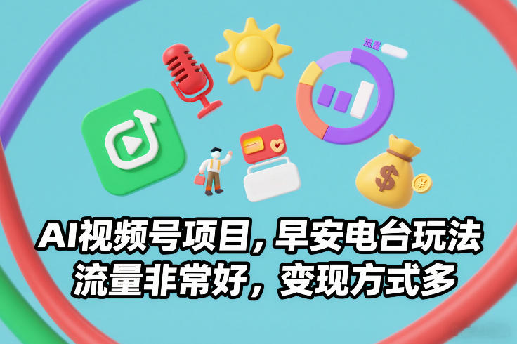 AI视频号项目，早安电台玩法，流量非常好，变现方式多-荆楚AI