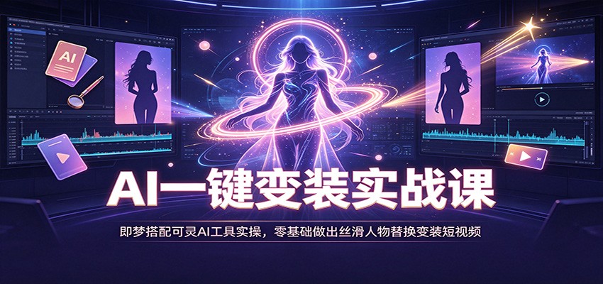 AI一键变装实战课：即梦搭配可灵AI工具实操，零基础做出丝滑人物替换变装短视频-荆楚AI