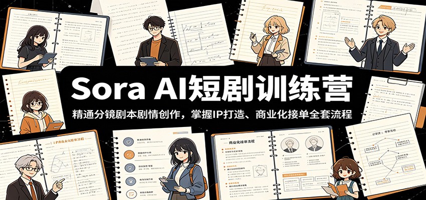 Sora AI短剧训练营:精通分镜剧本剧情创作,掌握IP打造、商业化接单全套流程-荆楚AI