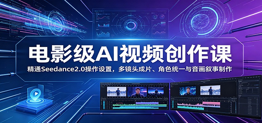 电影级AI视频创作课：精通Seedance2.0操作设置，多镜头成片、角色统一与音画叙事制作-荆楚AI