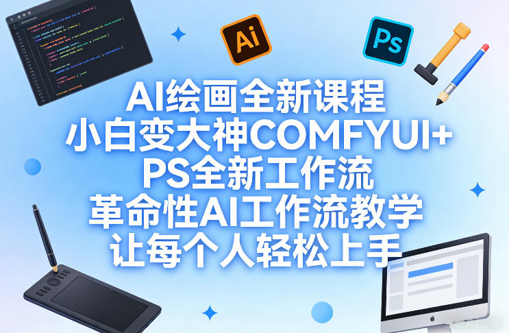 AI绘画全新课程,小白变大神COMFYUI+PS全新工作流,革命性AI工作流教学,让每个人轻松上手小淇云库-创业网-网赚副业-网创副业-项目拆解-技术类创业资源网-副业网-免费资源下载小淇云库