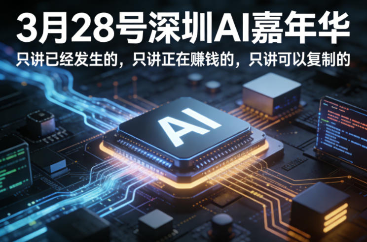 3月28号深圳AI嘉年华，只讲已经发生的，只讲正在賺钱的，只讲可以复制的小淇云库-创业网-网赚副业-网创副业-项目拆解-技术类创业资源网-副业网-免费资源下载小淇云库