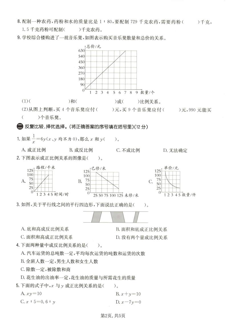 六年级下数学第六单元质量检测卷1《苏教版》-荆楚AI