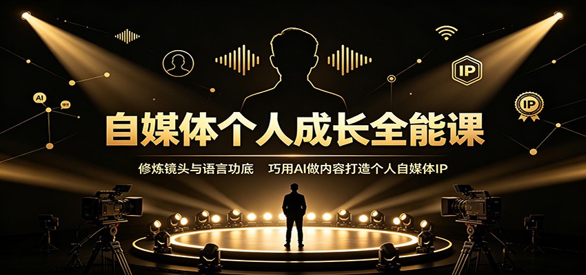 自媒体个人成长全能课：修炼镜头与语言功底，巧用AI做内容打造个人自媒体IP-荆楚AI