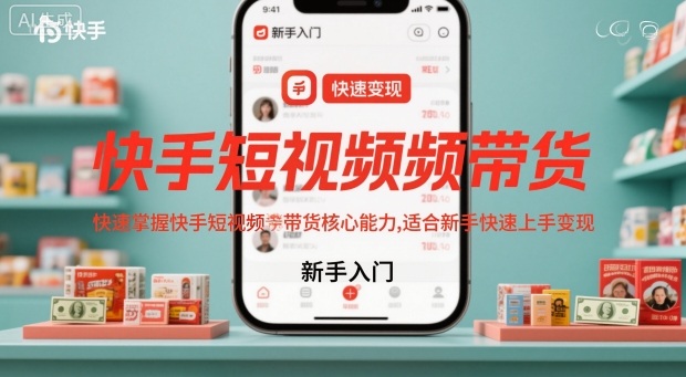 快手短视频带货，快速掌握快手短视频带货核心能力，适合新手快速上手变现小淇云库-创业网-网赚副业-网创副业-项目拆解-技术类创业资源网-副业网-免费资源下载小淇云库