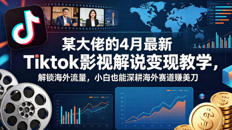 某大佬的4月最新Tiktok影视解说变现教学，解锁海外流量，小白也能深耕海外赛道賺美刀-荆楚AI