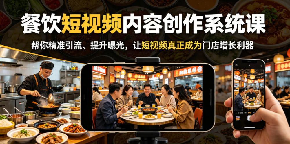 餐饮短视频内容创作系统课，帮你精准引流、提升曝光，让短视频真正成为门店增长利器-荆楚AI