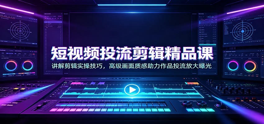 短视频投流剪辑精品课：讲解剪辑实操技巧，高级画面质感助力作品投流放大曝光-荆楚AI