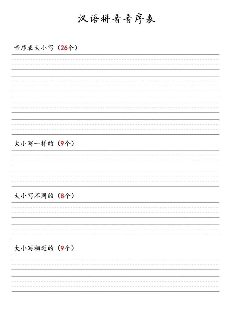 一年级下语文汉语拼音音序表-荆楚AI