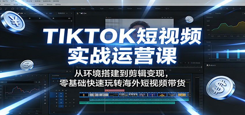 TIKTOK短视频实战运营课:从环境搭建到剪辑变现,零基础快速玩转海外短视频带货-荆楚AI