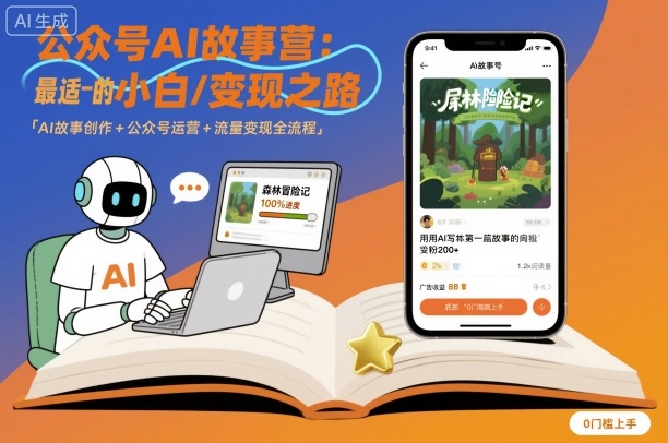 公众号ai故事营，最适合小白的自媒体变现之路小淇云库-创业网-网赚副业-网创副业-项目拆解-技术类创业资源网-副业网-免费资源下载小淇云库