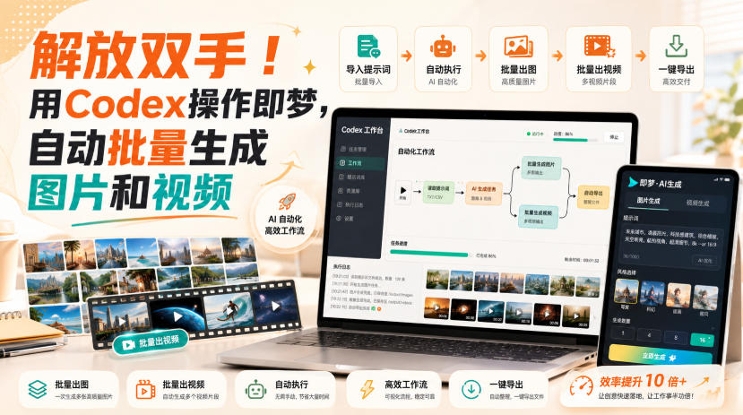 解放双手！用Codex操作即梦，自动批量生成图片和视频-荆楚AI
