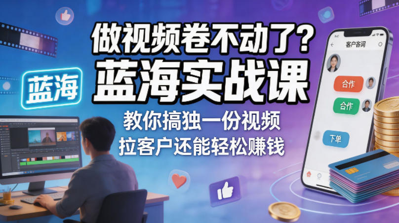 做视频卷不动了？蓝海实战课教你搞独一份视频，拉客户还能轻松賺钱！【原创双语字幕】-荆楚AI