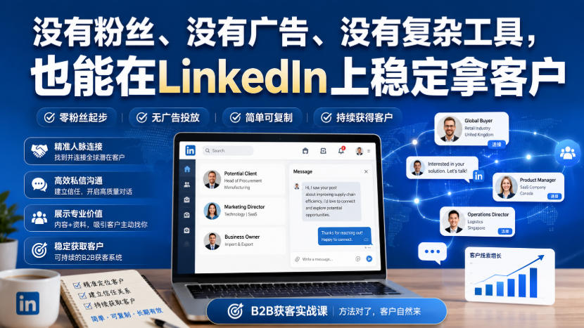 没有粉丝、没有广告、没有复杂工具,也能在LinkedIn上稳定拿客户【原创双语字幕】-荆楚AI