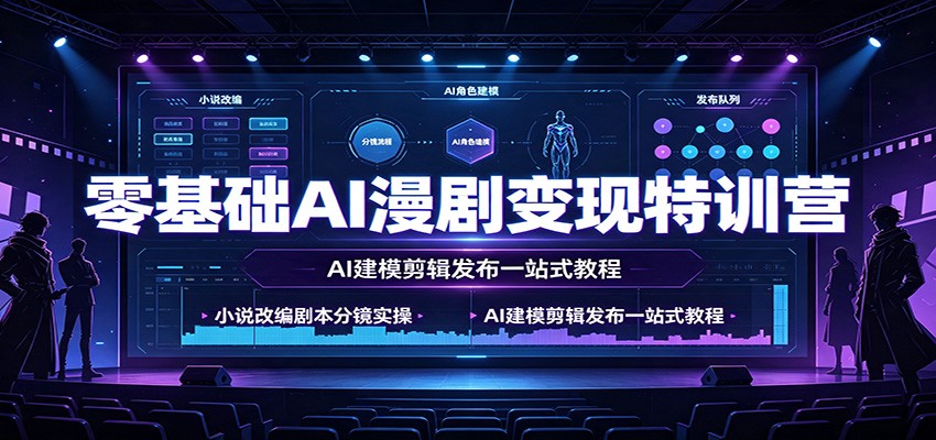 零基础AI漫剧变现特训营：小说改编剧本分镜实操，AI建模剪辑发布一站式教程-荆楚AI