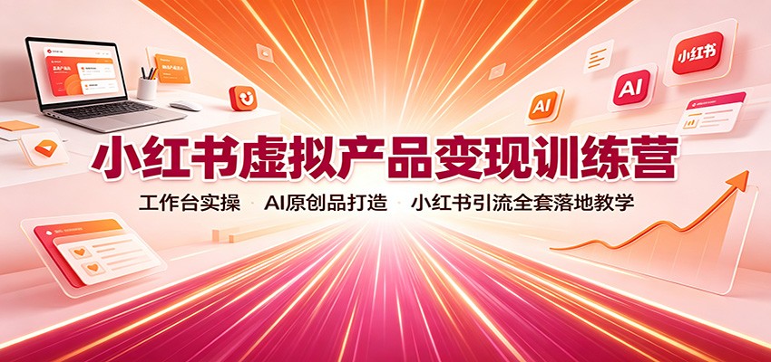 小红书虚拟产品变现训练营：工作台实操，AI原创品打造，小红书引流全套落地教学-荆楚AI