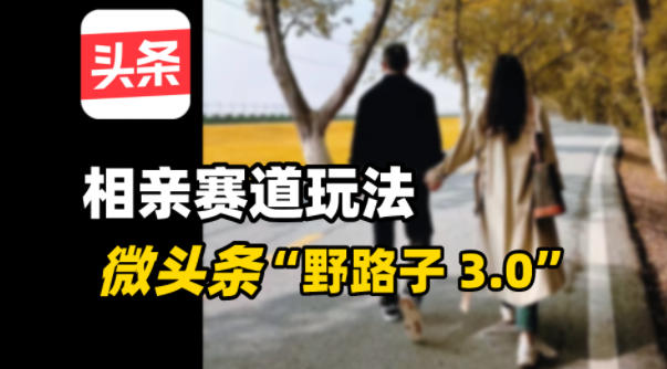 微头条“野路子3.0”相亲赛道玩法，搬砖式操作单号稳定3张小淇云库-创业网-网赚副业-网创副业-项目拆解-技术类创业资源网-副业网-免费资源下载小淇云库