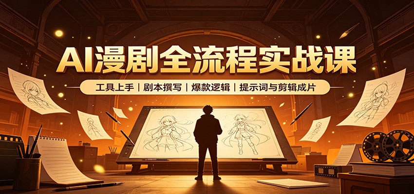 AI漫剧全流程实战课：工具上手、剧本撰写、爆款逻辑、提示词与剪辑成片-荆楚AI
