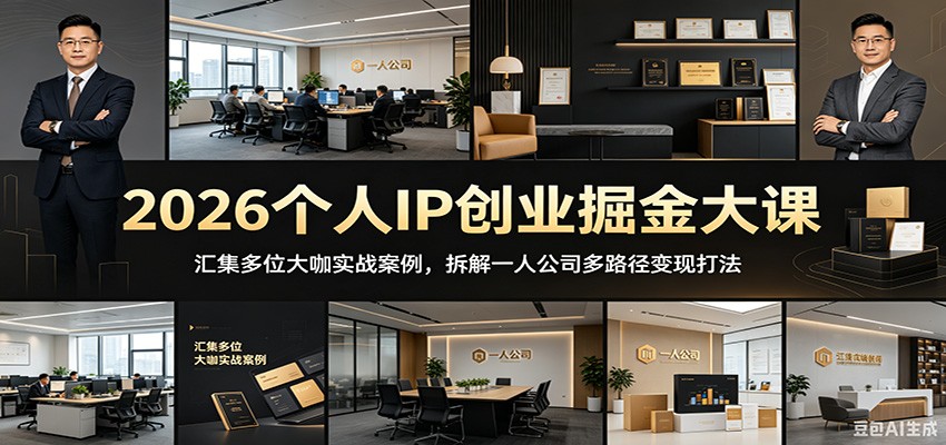 2026个人IP创业掘金大课：汇集多位大咖实战案例，拆解一人公司多路径变现打法-荆楚AI
