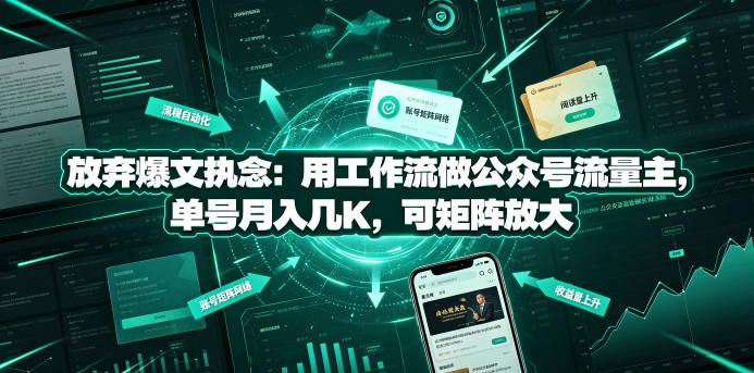 放弃爆文执念：用工作流做公众号流量主，单号月入几K，可矩阵放大-荆楚AI