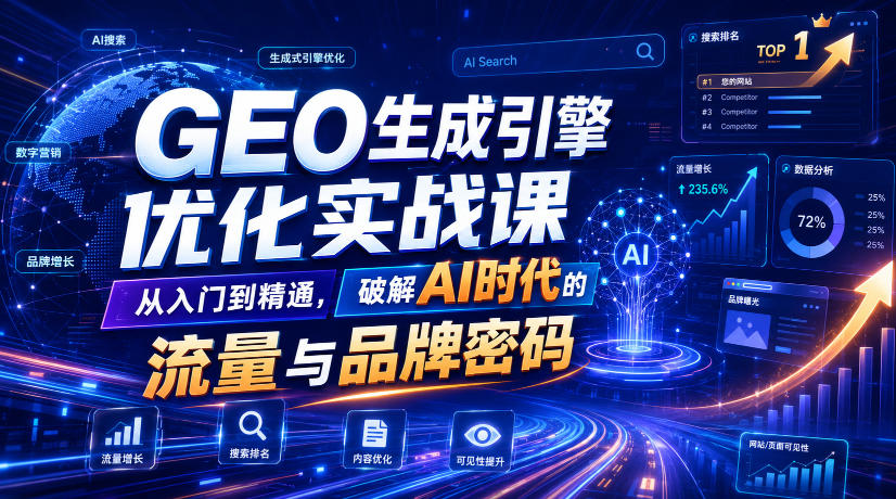 GEO生成引擎优化实战课,从入门到精通,破解AI时代的流量与品牌密码-荆楚AI