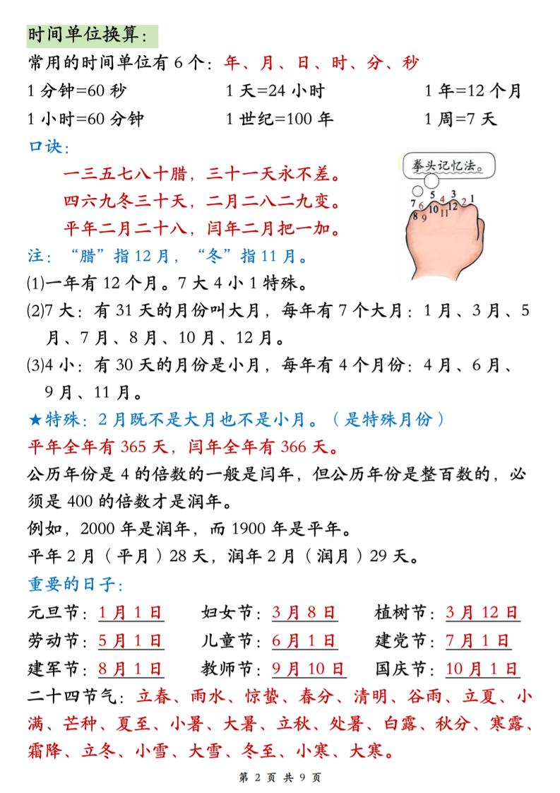 26春三年级下数学期末必背公式汇总-荆楚AI