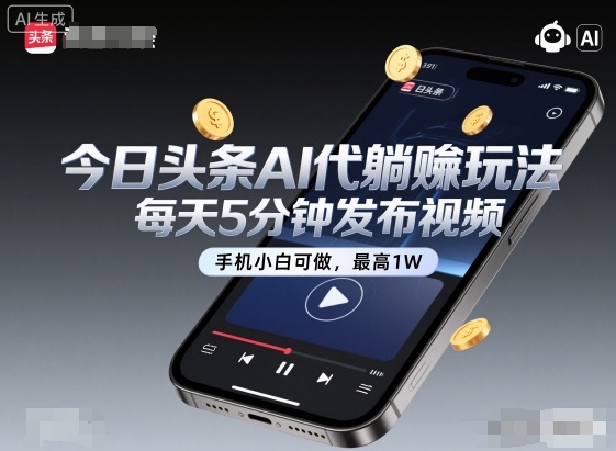 今日头条AI代躺賺玩法,每天5分钟发布视频,手机小白可做,最高1W+【揭秘】小淇云库-创业网-网赚副业-网创副业-项目拆解-技术类创业资源网-副业网-免费资源下载小淇云库