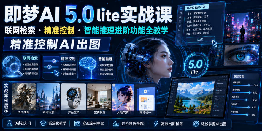 即梦AI 5.0 lite实战课,联网检索・精准控制・智能推理进阶功能全教学,精准控制AI出图-荆楚AI