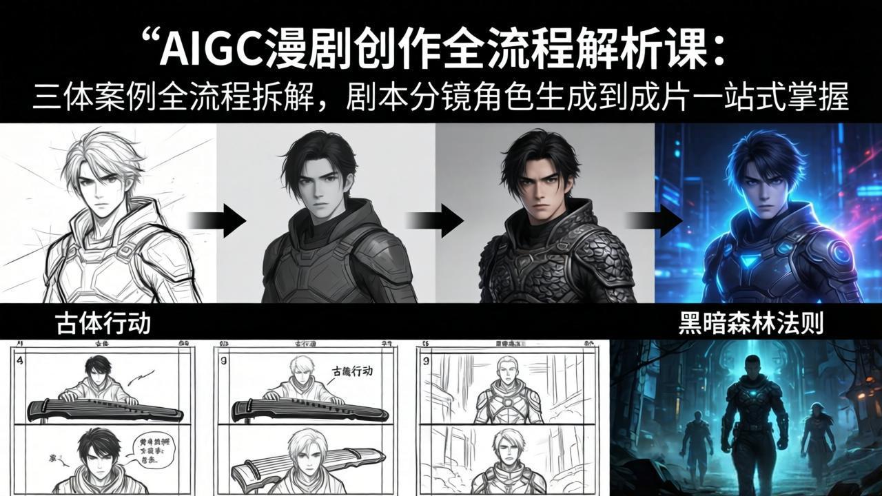AIGC漫剧创作全流程解析课:三体案例全流程拆解,剧本分镜角色生成到成片一站式掌握小淇云库-创业网-网赚副业-网创副业-项目拆解-技术类创业资源网-副业网-免费资源下载小淇云库
