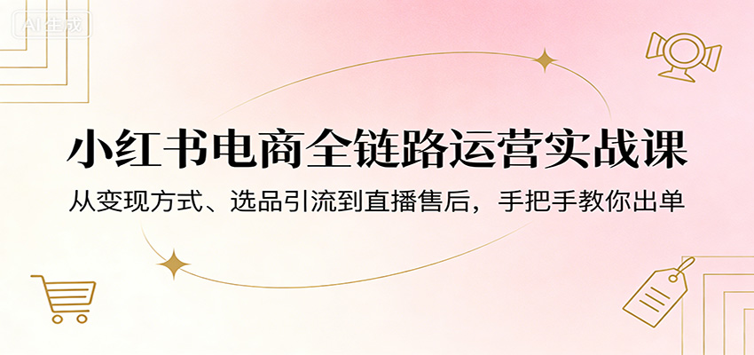 小红书电商全链路运营实战课：从变现方式、选品引流到直播售后，手把手教你出单-荆楚AI