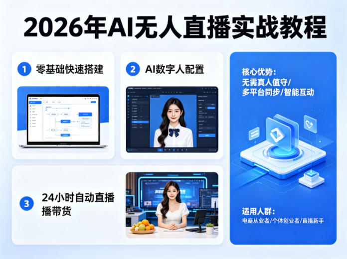 2026年AI无人直播实战教程，零基础也能快速搭建AI数字人无人直播间，实现24小时自动直播带货小淇云库-创业网-网赚副业-网创副业-项目拆解-技术类创业资源网-副业网-免费资源下载小淇云库