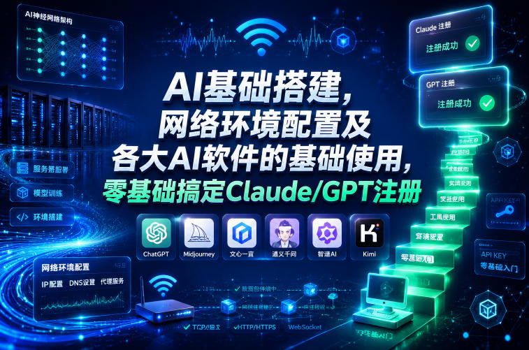 AI基础搭建,网络环境配置及各大AI软件的基础使用,零基础搞定Claude/GPT注册-荆楚AI