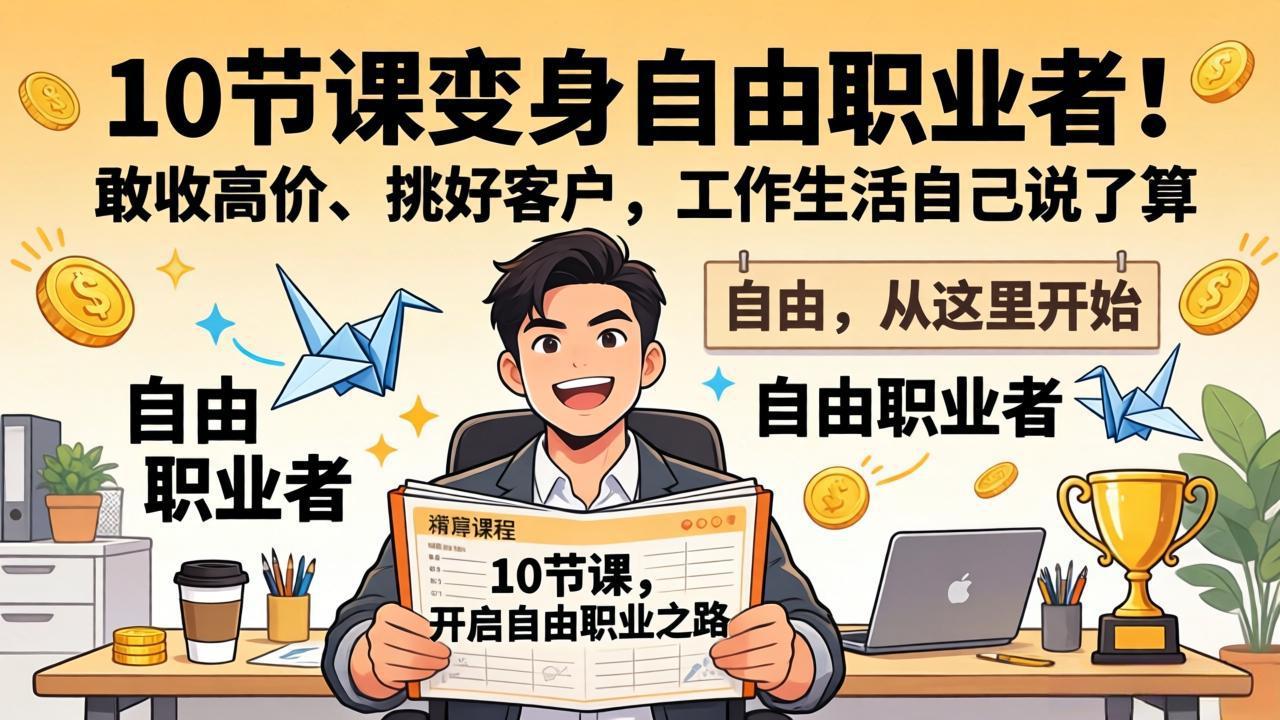 10 节课变身自由职业者！敢收高价、挑好客户，工作生活自己说了算小淇云库-创业网-网赚副业-网创副业-项目拆解-技术类创业资源网-副业网-免费资源下载小淇云库