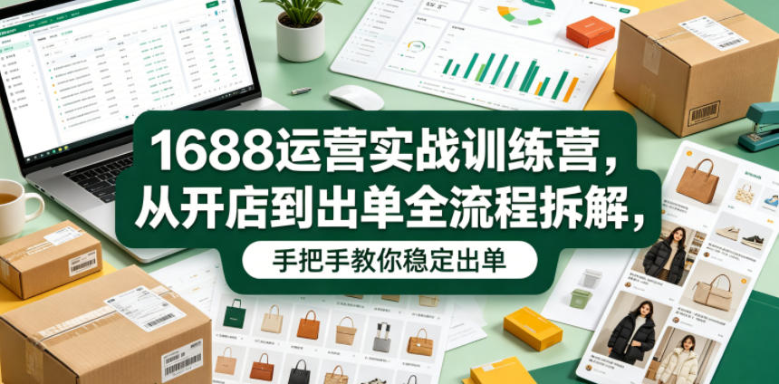 1688运营实战训练营,从开店到出单全流程拆解,手把手教你稳定出单-荆楚AI