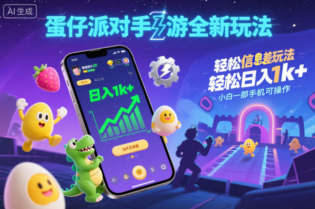 蛋仔派对手游全新玩法,轻松日入1k+,风口信息差玩法,当天见收益,小白一部手机可操作小淇云库-创业网-网赚副业-网创副业-项目拆解-技术类创业资源网-副业网-免费资源下载小淇云库