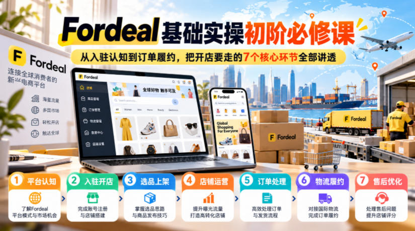 Fordeal基础实操初阶必修课,从入驻认知到订单履约,把开店要走的7个核心环节全部讲透-荆楚AI