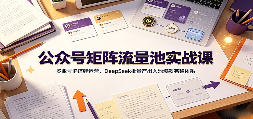公众号矩阵流量池实战课:多账号IP搭建运营,DeepSeek批量产出入池爆款完整体系-荆楚AI
