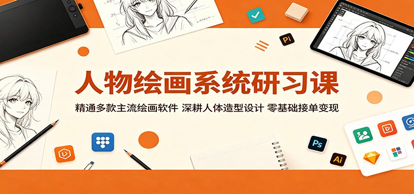 人物绘画系统研习课：精通多款主流绘画软件，深耕人体造型设计，零基础接单变现-荆楚AI
