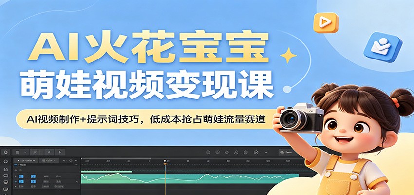 AI火花宝宝萌娃视频变现课：AI视频制作+提示词技巧，低成本抢占萌娃流量赛道-荆楚AI