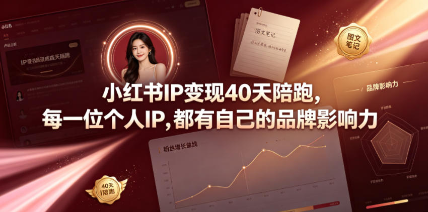 小红书IP变现40天陪跑，每一位个人IP，都有自己的品牌影响力-荆楚AI