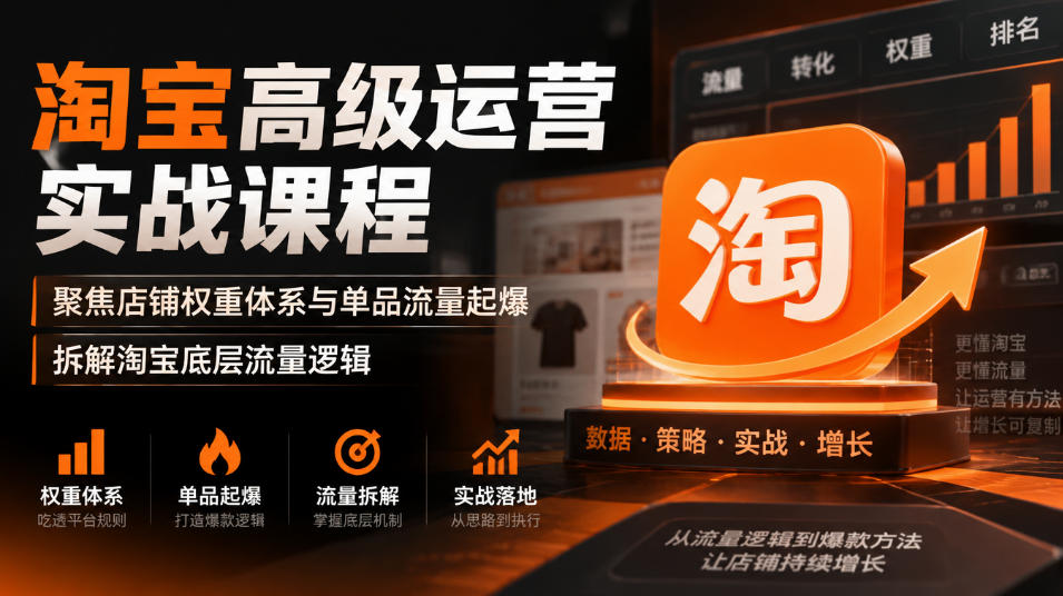 淘宝高级运营实战课程,聚焦店铺权重体系与单品流量起爆,拆解淘宝底层流量逻辑-荆楚AI