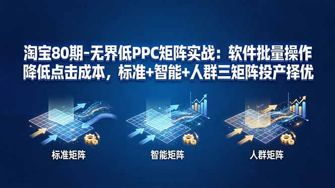 淘宝80期-无界低PPC矩阵实战：软件批量操作降低点击成本，标准+智能+人群三矩阵投产择优-荆楚AI