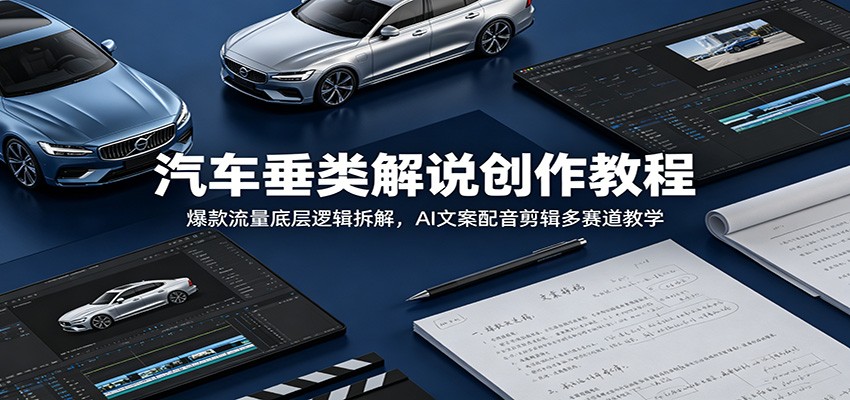 汽车垂类解说创作教程：爆款流量底层逻辑拆解，AI文案配音剪辑多赛道教学-荆楚AI