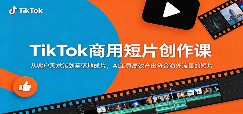 TikTok商用短片创作课：从客户需求策划至落地成片，AI工具高效产出符合海外流量的短片-荆楚AI