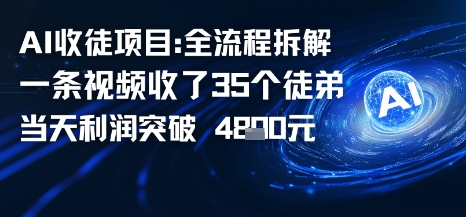 AI收徒项目全流程拆解一条视频收了三十几个徒弟，当天利润突破1k小淇云库-创业网-网赚副业-网创副业-项目拆解-技术类创业资源网-副业网-免费资源下载小淇云库