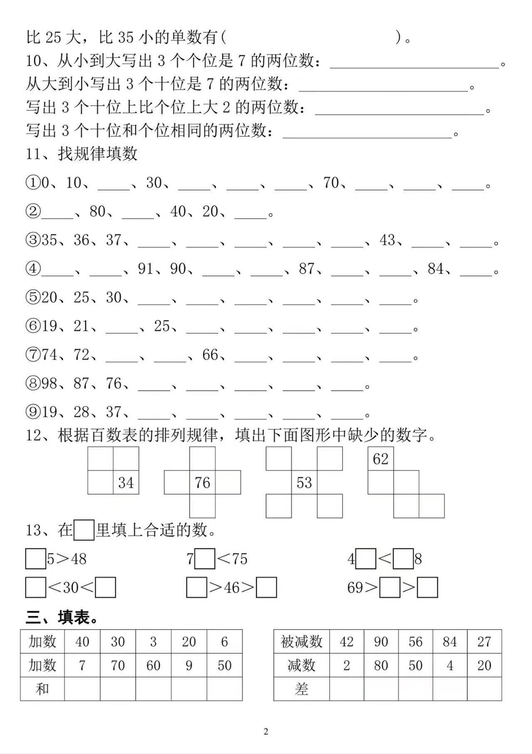 一年级下数学常考易错专项练习-荆楚AI