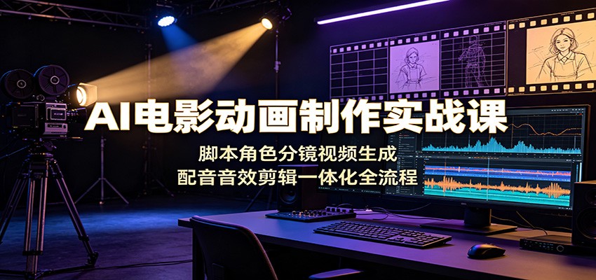 AI电影动画制作实战课:脚本角色分镜视频生成,配音音效剪辑一体化全流程-荆楚AI