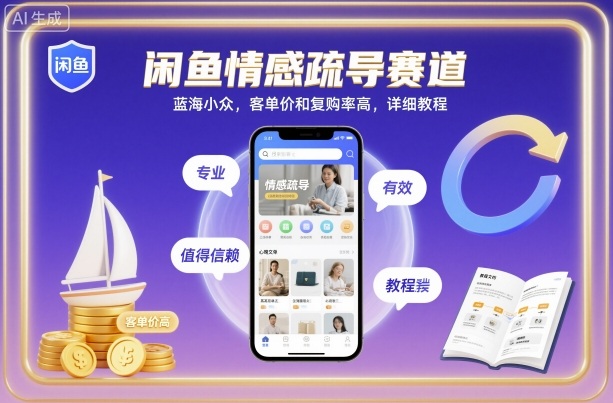 闲鱼情感疏导赛道，蓝海小众，客单价和复购率高，详细教程小淇云库-创业网-网赚副业-网创副业-项目拆解-技术类创业资源网-副业网-免费资源下载小淇云库