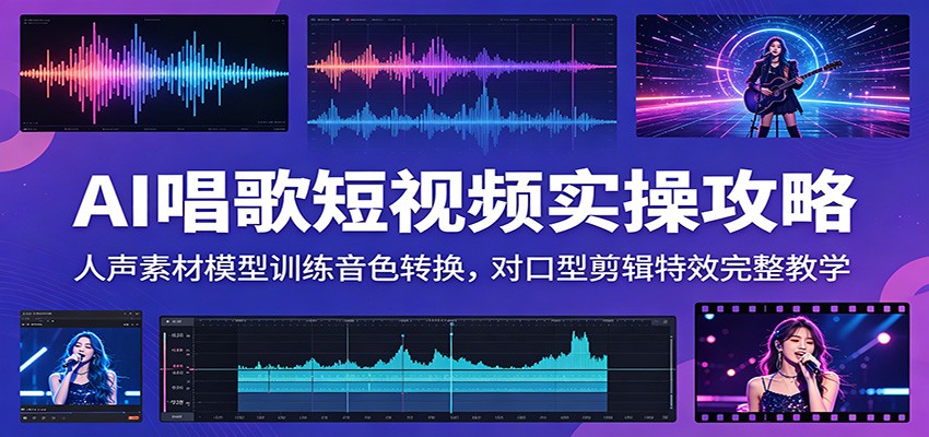 AI唱歌短视频实操攻略：人声素材模型训练音色转换，对口型剪辑特效完整教学-荆楚AI