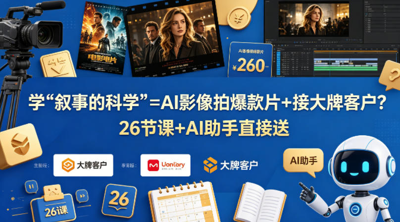 学《叙事的科学》=AI影像拍爆款片+接大牌客户？26节课+AI助手直接送【原创双语字幕】-荆楚AI